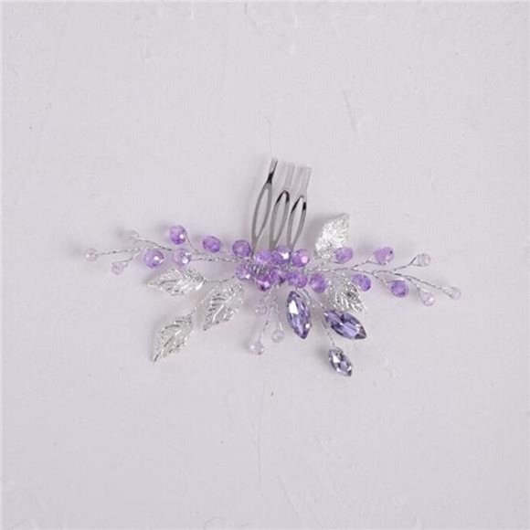 YERTTER Wedding Crystal Leaf Bridal Hair Comb Pearl Wedding Hair Accessories main image 5